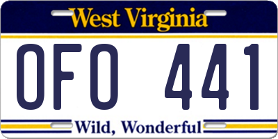 WV license plate OFO441