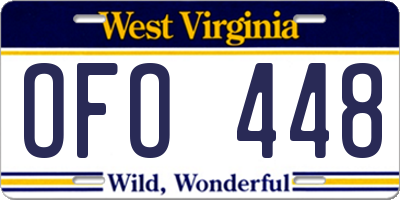 WV license plate OFO448