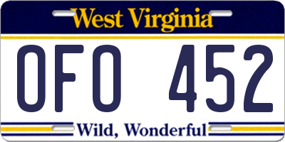 WV license plate OFO452