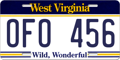 WV license plate OFO456