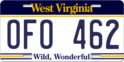 WV license plate OFO462