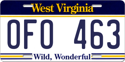 WV license plate OFO463