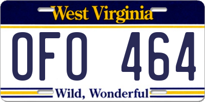 WV license plate OFO464