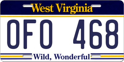 WV license plate OFO468