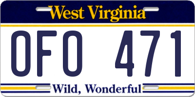 WV license plate OFO471