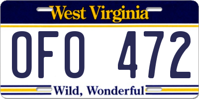 WV license plate OFO472