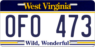 WV license plate OFO473