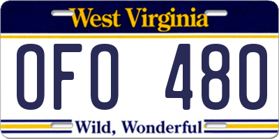 WV license plate OFO480