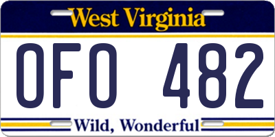 WV license plate OFO482