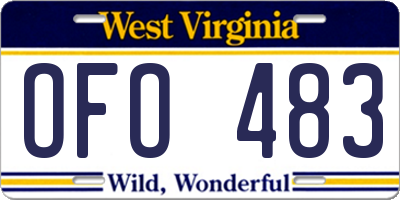 WV license plate OFO483