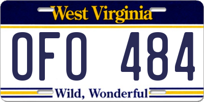 WV license plate OFO484