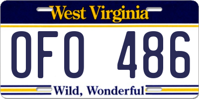 WV license plate OFO486