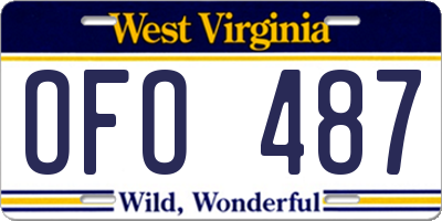WV license plate OFO487