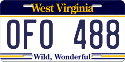 WV license plate OFO488