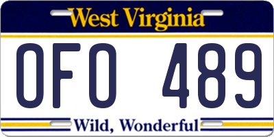 WV license plate OFO489