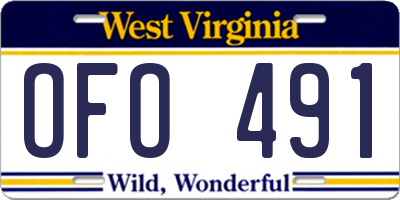 WV license plate OFO491