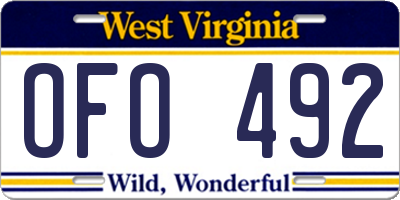 WV license plate OFO492