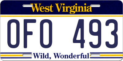 WV license plate OFO493