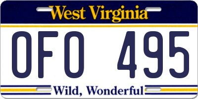 WV license plate OFO495