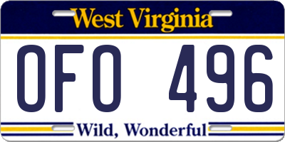 WV license plate OFO496