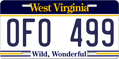 WV license plate OFO499