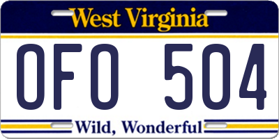 WV license plate OFO504