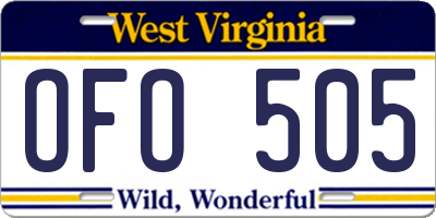 WV license plate OFO505