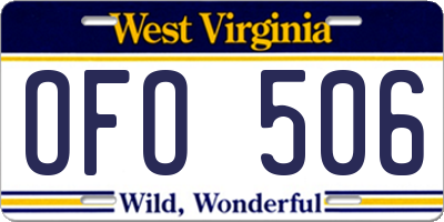 WV license plate OFO506