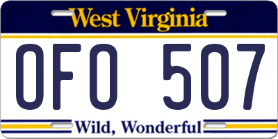 WV license plate OFO507
