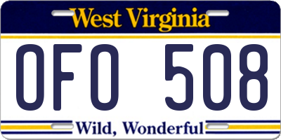 WV license plate OFO508