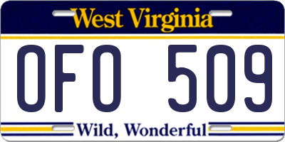 WV license plate OFO509