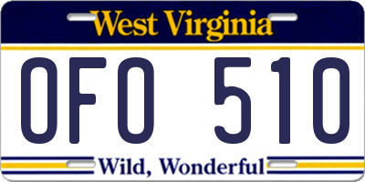 WV license plate OFO510