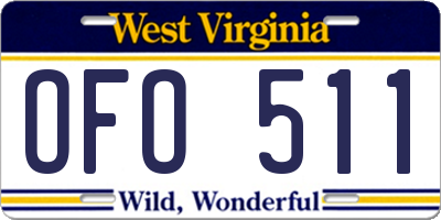 WV license plate OFO511