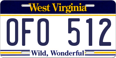WV license plate OFO512