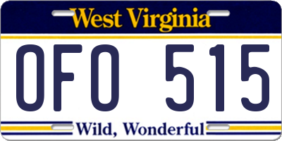 WV license plate OFO515