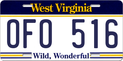 WV license plate OFO516