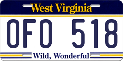 WV license plate OFO518