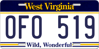 WV license plate OFO519
