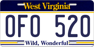 WV license plate OFO520