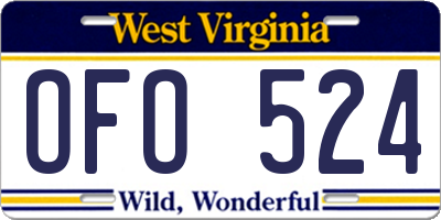 WV license plate OFO524