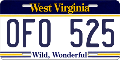 WV license plate OFO525
