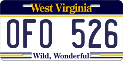 WV license plate OFO526