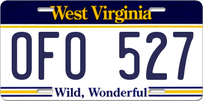 WV license plate OFO527