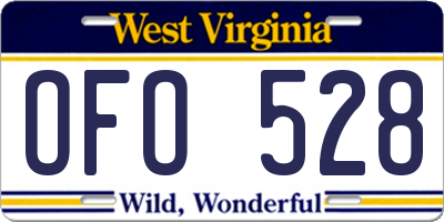 WV license plate OFO528