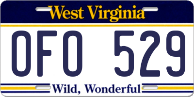 WV license plate OFO529