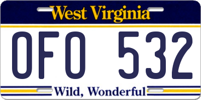 WV license plate OFO532