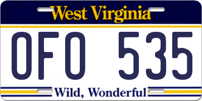 WV license plate OFO535