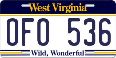 WV license plate OFO536