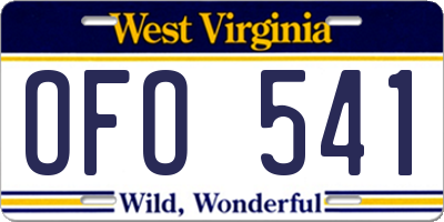 WV license plate OFO541