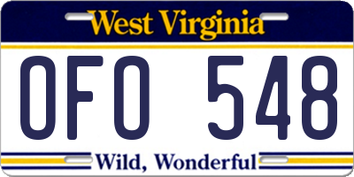 WV license plate OFO548
